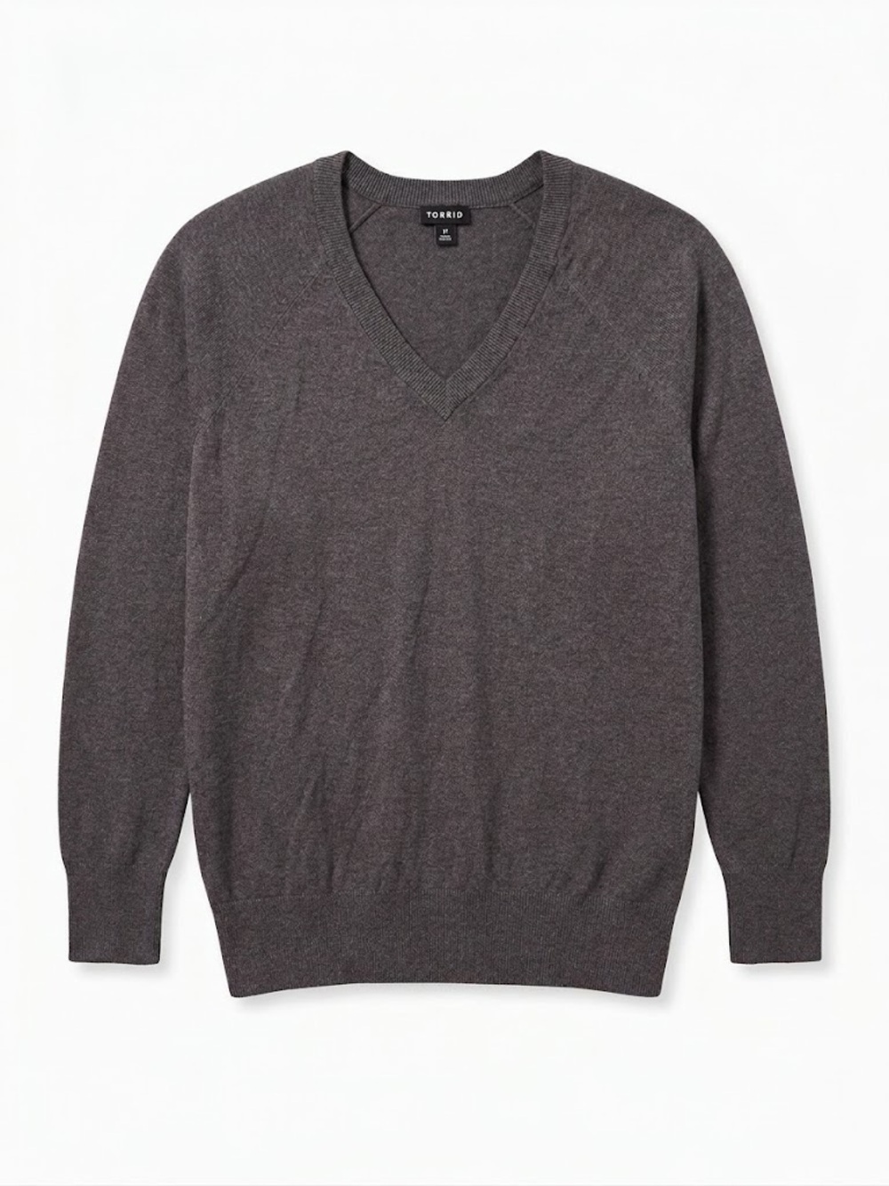 Torrid Charcoal Gray V-Neck Raglan Knit Pullover Sweater